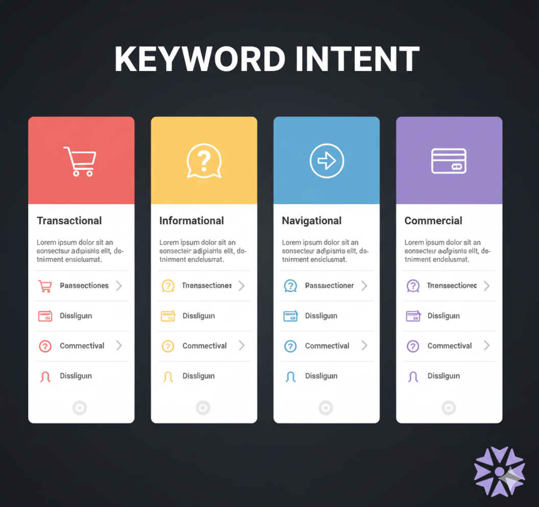 Keyword intent analysis showing different types of search intent for SEO optimization