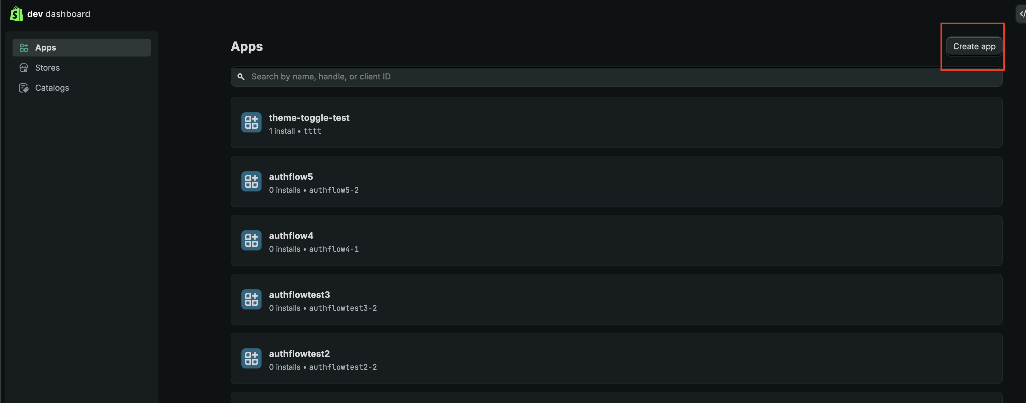 Shopify Apps settings with Develop apps button