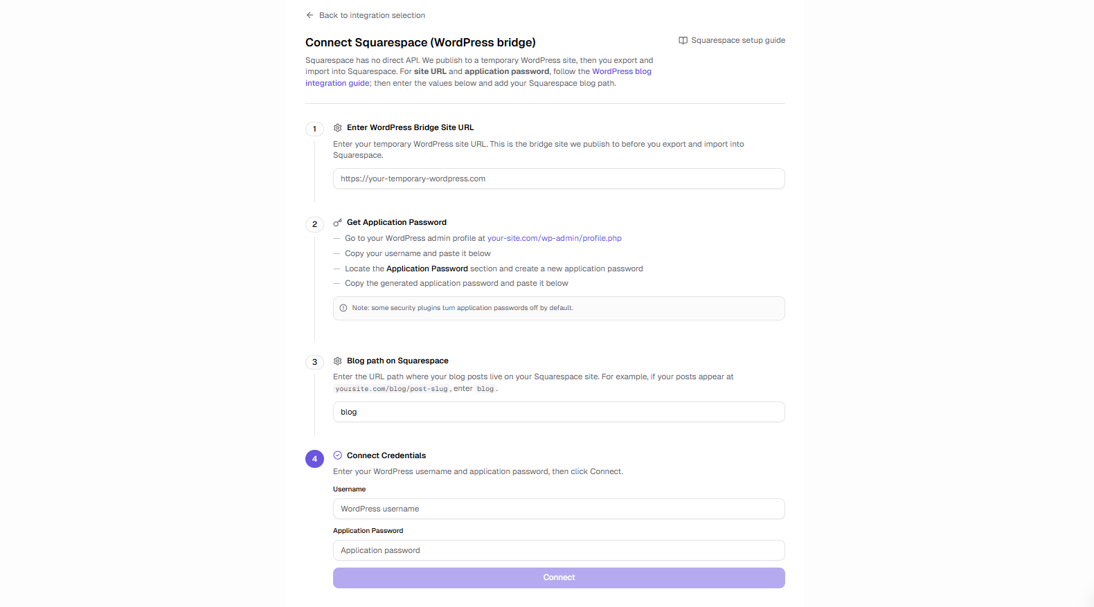 RankAI Squarespace integration screen