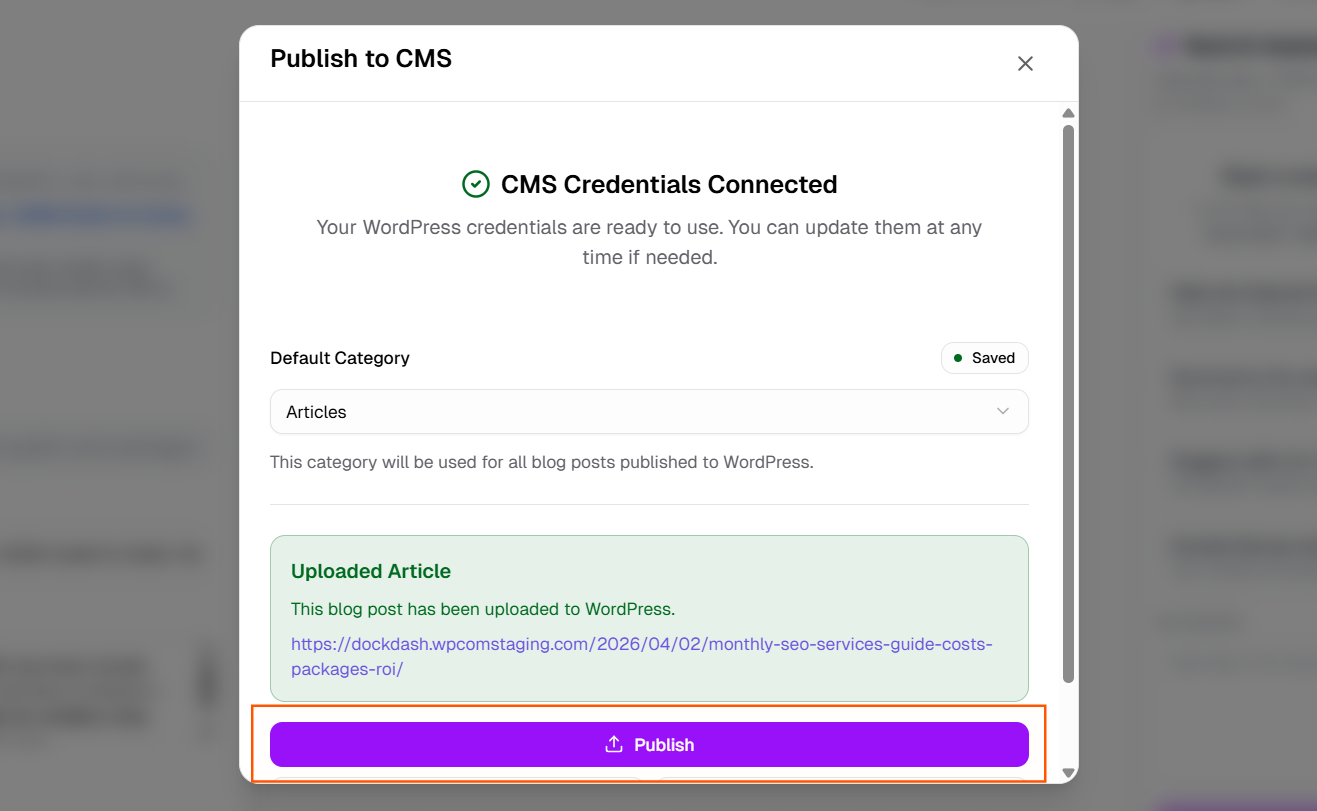 Publish from RankAI to WordPress