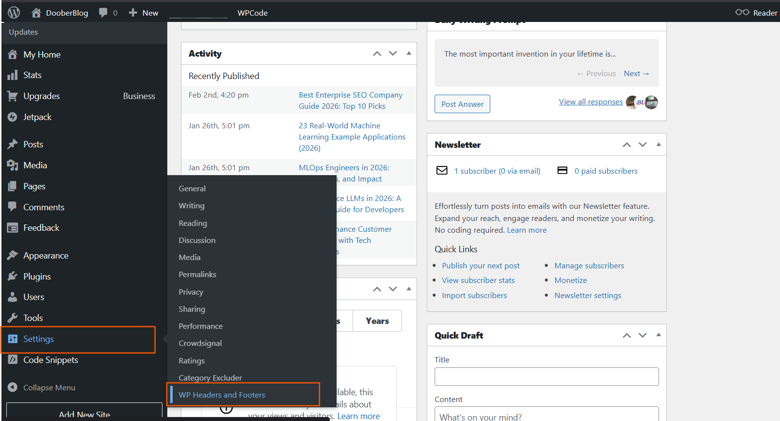 Header and Footer boxes